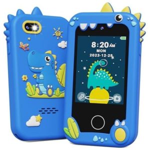Telefone Brinquedo Infantil KOKODI Dinossauro para Meninos de 3 a 10 Anos Tela Touchscreen HD Câmera Dupla Cartão SD 8GB Brinquedo Educativo para Viagem e Aprendizado.