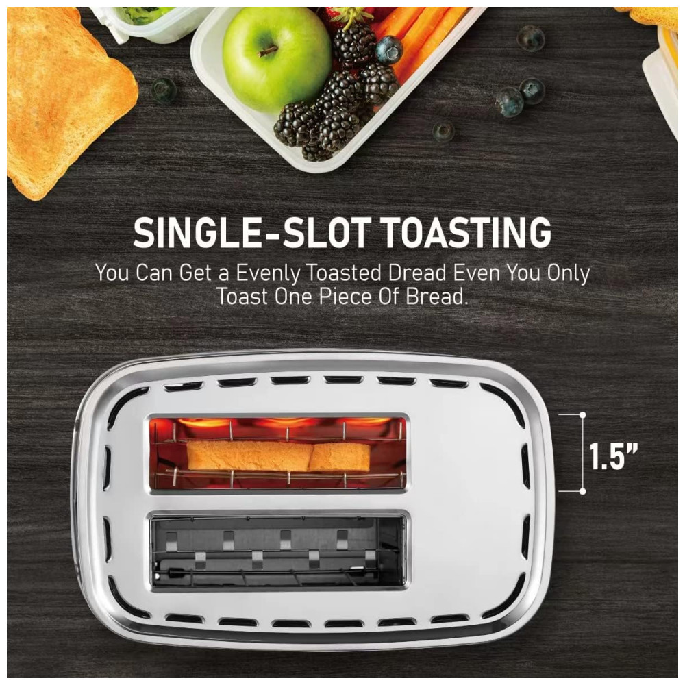 Torradeira Elétrica 2 Fatias com 7 Níveis de Tostagem em Aço Inoxidável e Painel Digital 110V 1400W KETIAN Preta - Imagem 6