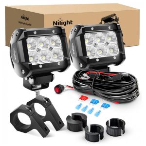 Farol de Milha LED Off Road com 1260 Lúmens e Luz Branca IP68 12V 180W 2Un Nilight Preto
