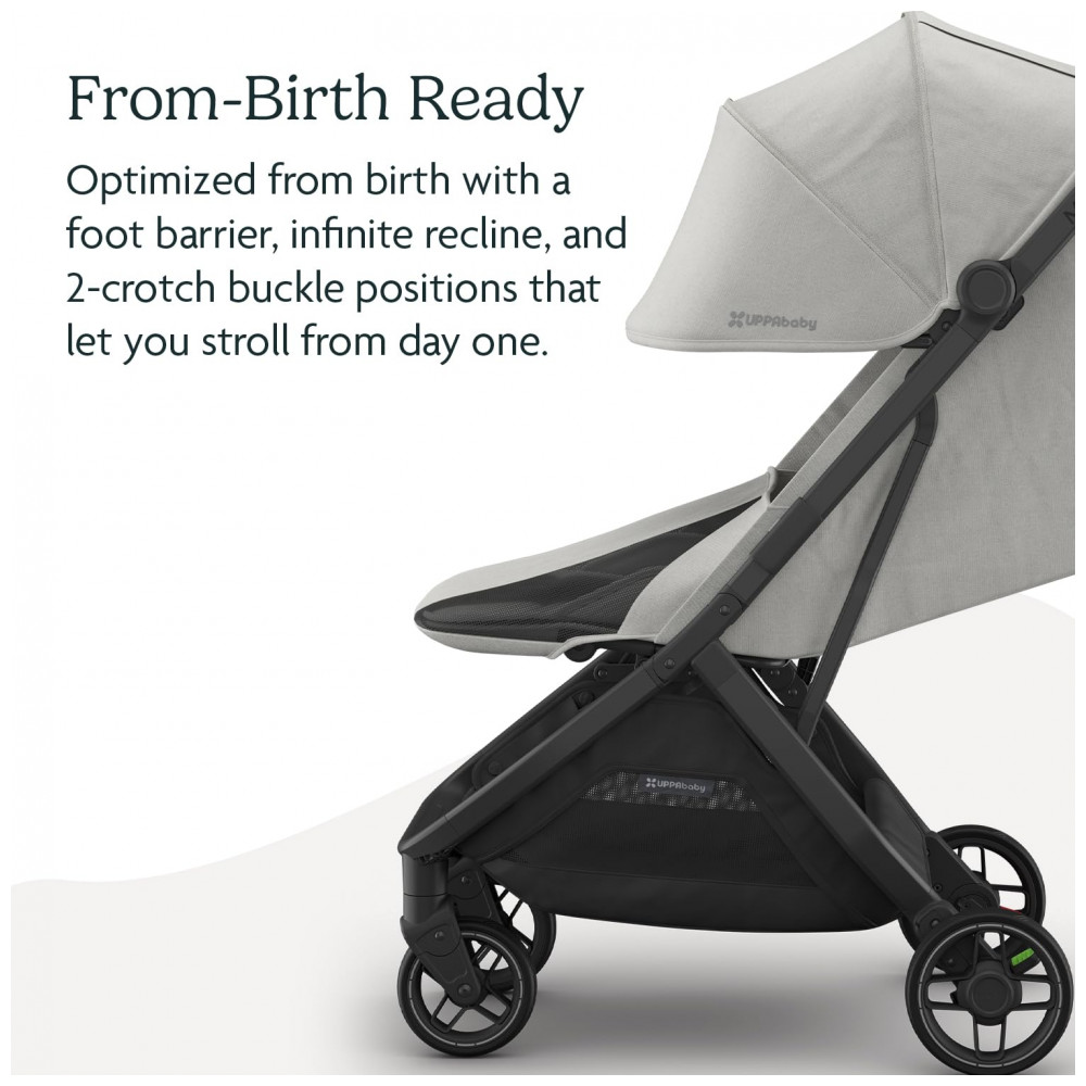 Carrinho de Bebê Compacto UPPAbaby Minu V3 Savannah Cinza Pérola/Alumínio Carbono/Couro Castanho Dobrável com Uma Mão Leve Compatível com Assentos de Carro para Uso desde o Nascimento - Imagem 4