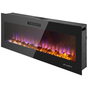 Lareira Elétrica de Embutir A45x152L com Controle Remoto e Chamas Ajustável 110V 1500W Prominence Home Preta