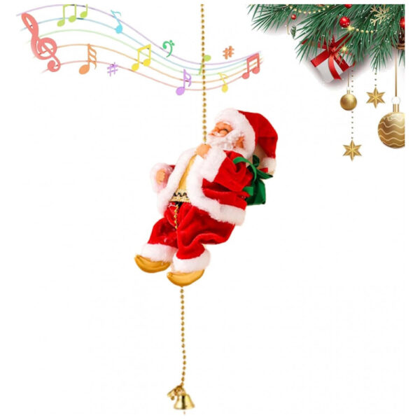 Decoração de Natal: Papai Noel Musical Subindo pela Corda, Versão 2026 com Movimento Elétrico, Decoração de Natal com Música e Movimento, Generic