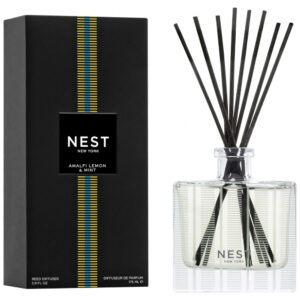 Difusor de Varetas NEST New York, Limão de Amalfi e Hortelã 175 ml - Fragrância por até 90 Dias em Suporte de Vidro Reutilizável e Recarregável, Inclu