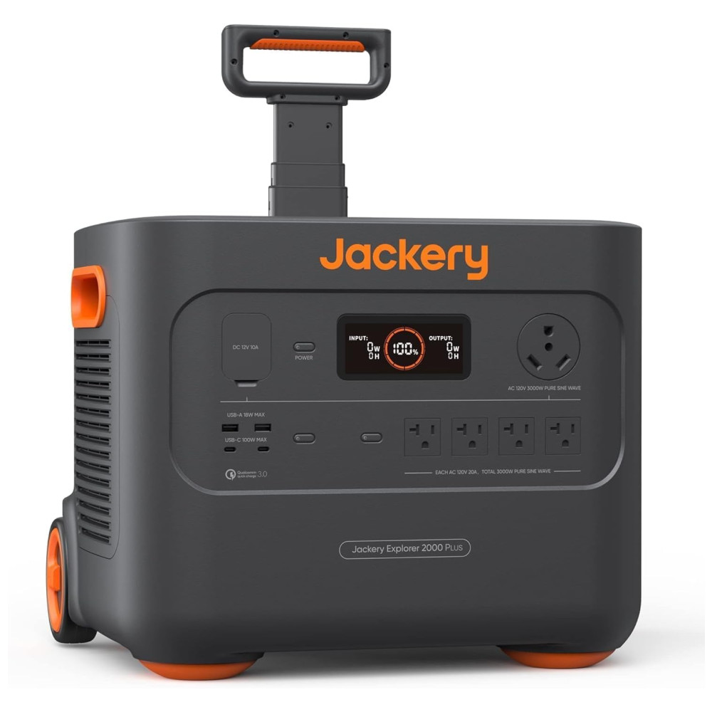 Gerador de Energia Solar Portátil com Bateria de 2.042 Wh e Saída de 3.000 W 110V Jackery Explorer 2000 Plus
