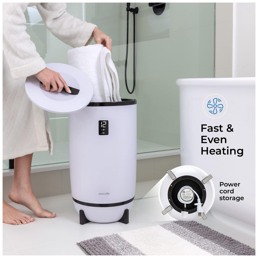 Aquecedor de Toalha Elétrico até 2 Toalhas com Desligamento Automático 110V 500W SereneLife Branco - Imagem 7