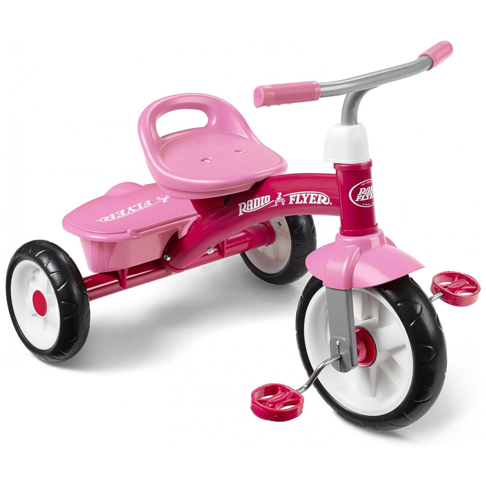 Triciclo Infantil com Cesto para Crianças de 2 a 5 Anos Radio Flyer Rosa