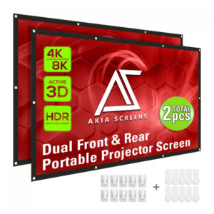 Tela de projeção portátil 120" AKIA SCREENS SilkWhiteDual dobrável frente e verso para uso interno e externo
