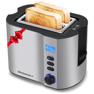 Torradeira Elétrica 2 Fatias com 6 Níveis de Tostagem em Aço Inoxidável 110V 900W Elite Gourmet ECT2145 Prata