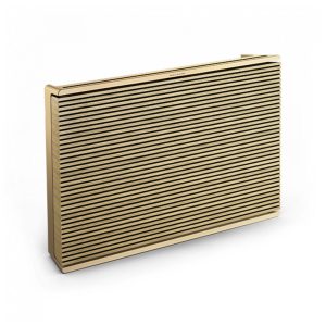 Caixa de som portátil Wi‑Fi Bang & Olufsen Beosound Level dourada carvalho claro multiroom 105W bateria 16h 110V