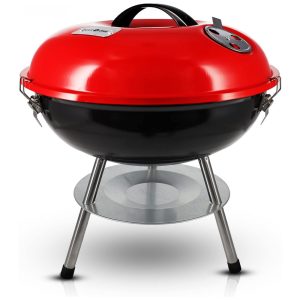 Churrasqueira a Carvão com Tampa de Travamento de 3 Pontos para Preservação de Calor e Sistema de Ventilação Duplo GasOne Vermelha