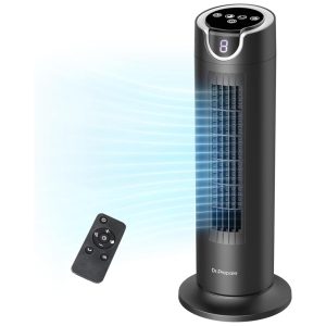 Ventilador de Torre com Controle Remoto Silencioso 8 Velocidades e Temporizador 110V 26W DR.PREPARE Preto