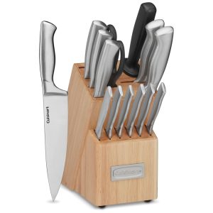 Conjunto de Facas com Bloco de Madeira Natural 15 Peças Cuisinart Bege