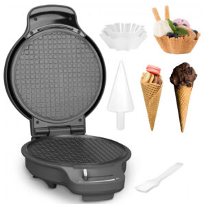 Baker's Friend Máquina para Casquinha de Sorvete com Controle de Douramento 19 cm Antiaderente e Acessórios Inclusos