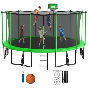 Cama Elastica Capacidade até 700 kg com Cesta de Basquete Jump Into Fun Verde
