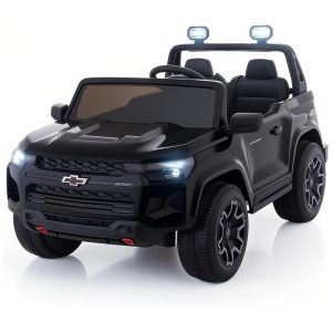 Carro Elétrico Infantil Chevrolet Licenciado Joywhale 24V 4WD 2 Lugares 320W Controle Remoto Suspensão Música Luzes LED Preto