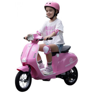 Moto Elétrica Infantil Okay Run Rosa 24V 2 Rodas LED Música 3 Velocidades Buzina 8 a 14 Anos
