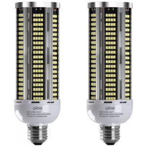 2 Lâmpadas LED Corn 50W Equivalente 600W 7000 lúmens 5000K Luz Branca Dia Base Média E26/E27 Não Dimerizável para Iluminação Residencial QiGe
