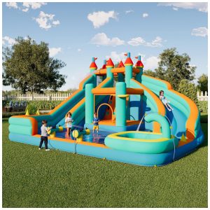 Parque Aquático Inflável Albott com Tobogã Duplo e Piscina Grande para Crianças - Diversão Infinita em Ambientes Internos e Externos