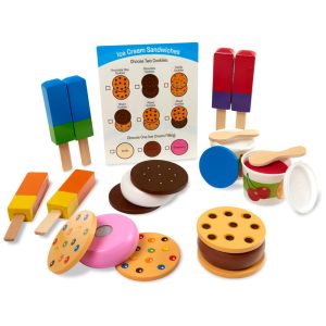 Kit de Sorvete Infantil de Madeira com 24 Peças para Crianças Acima de 3 Anos Melissa & Doug