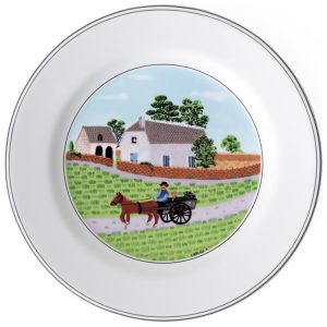 Prato para Salada ou Aperitivo de 21 cm com Tema Indo para o Mercado Formato Redondo e Material de Porcelana Villeroy Boch Branco Colorido