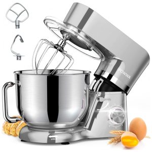 Batedeira Elétrica de Bancada 7.5 Litros 6 Velocidades em Aço Inoxidável 110V 660W POWWA Prata