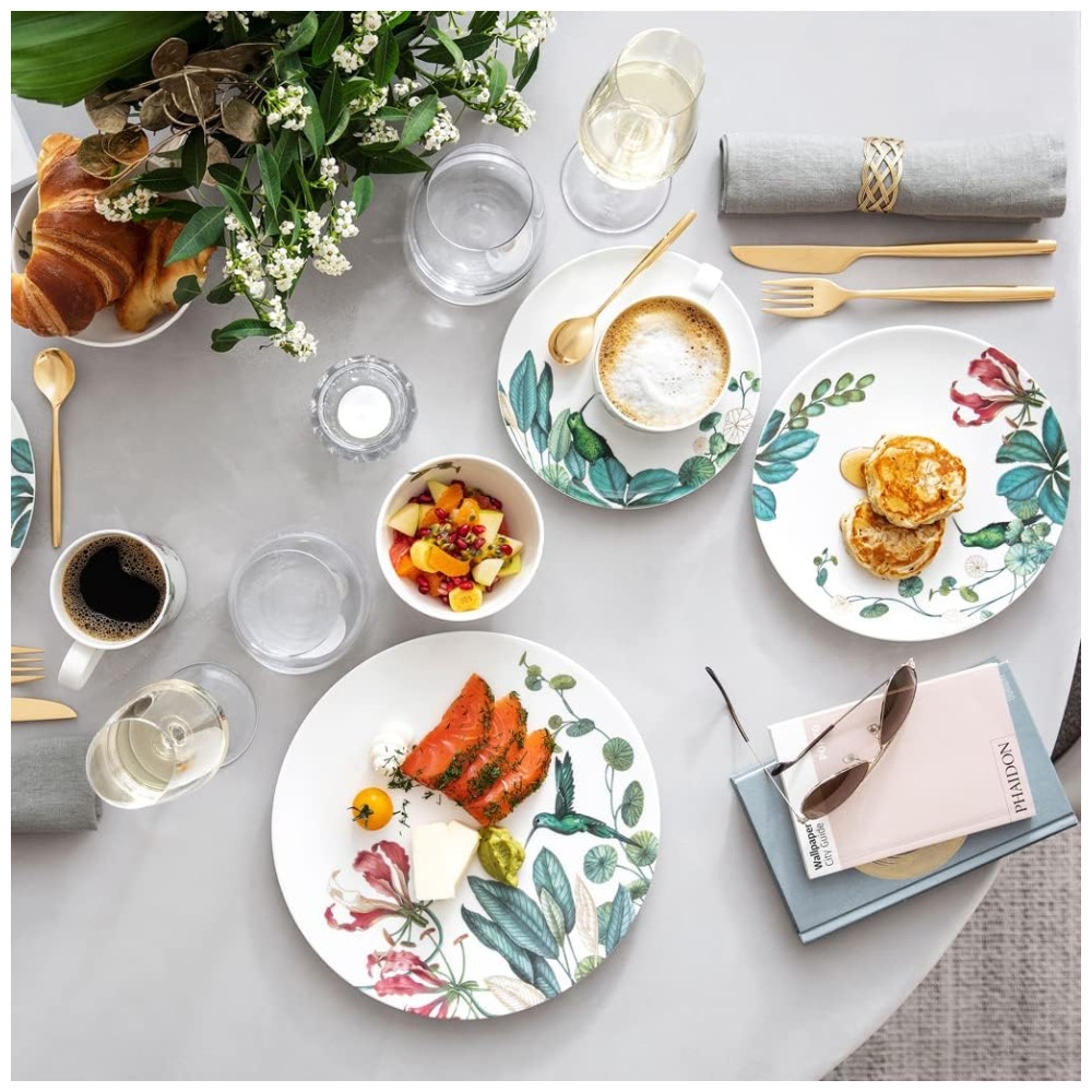 Prato para Sobremesa ou Aperitivo de 22 cm Mais Elegância em Sua Mesa com Estilo Moderno Formato Redondo e Material de Porcelana Villeroy Boch Branco Colorido - Imagem 2