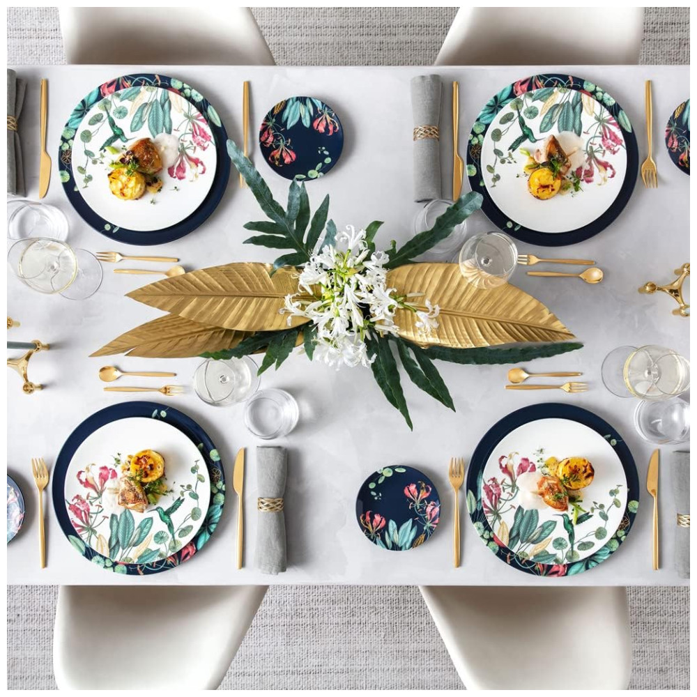 Prato para Sobremesa ou Aperitivo de 22 cm Mais Elegância em Sua Mesa com Estilo Moderno Formato Redondo e Material de Porcelana Villeroy Boch Branco Colorido - Imagem 3