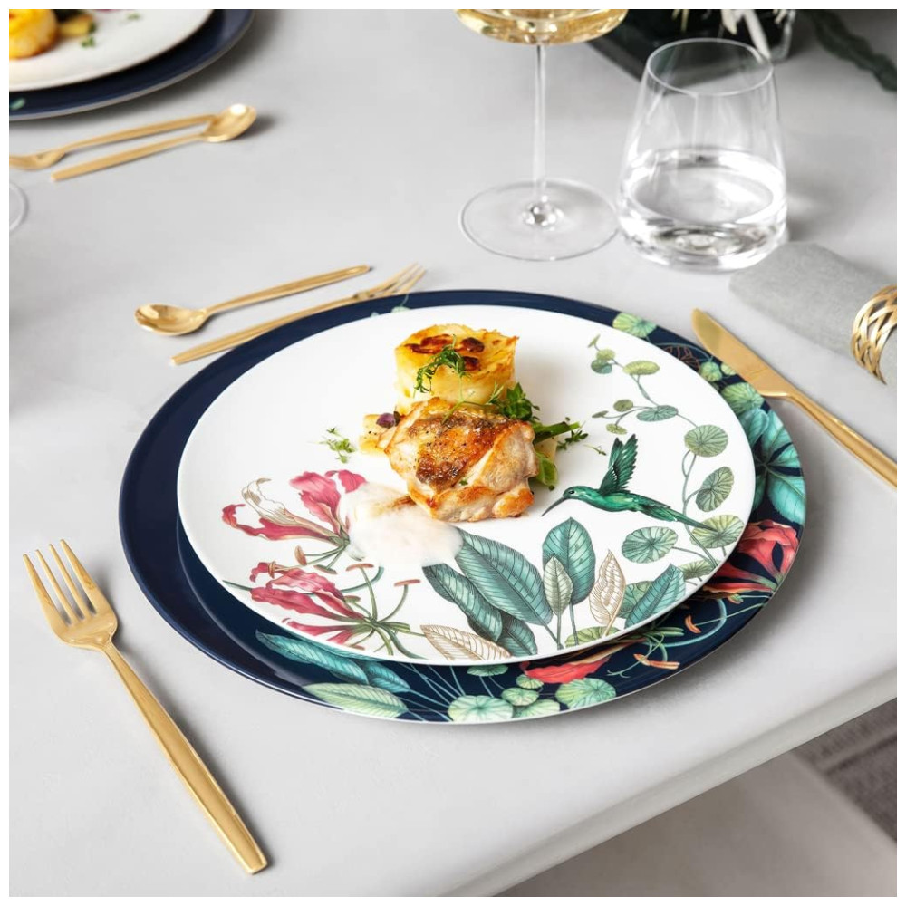 Prato para Sobremesa ou Aperitivo de 22 cm Mais Elegância em Sua Mesa com Estilo Moderno Formato Redondo e Material de Porcelana Villeroy Boch Branco Colorido - Imagem 4