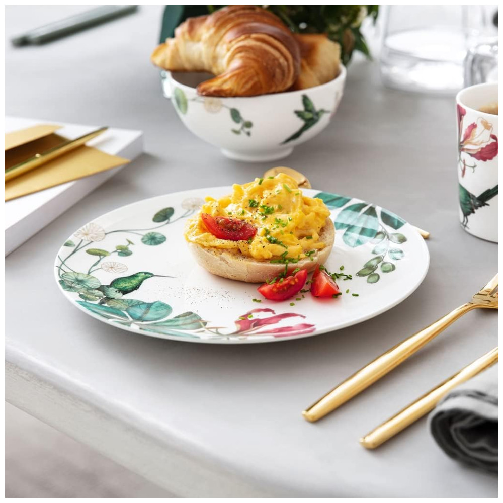 Prato para Sobremesa ou Aperitivo de 22 cm Mais Elegância em Sua Mesa com Estilo Moderno Formato Redondo e Material de Porcelana Villeroy Boch Branco Colorido - Imagem 5