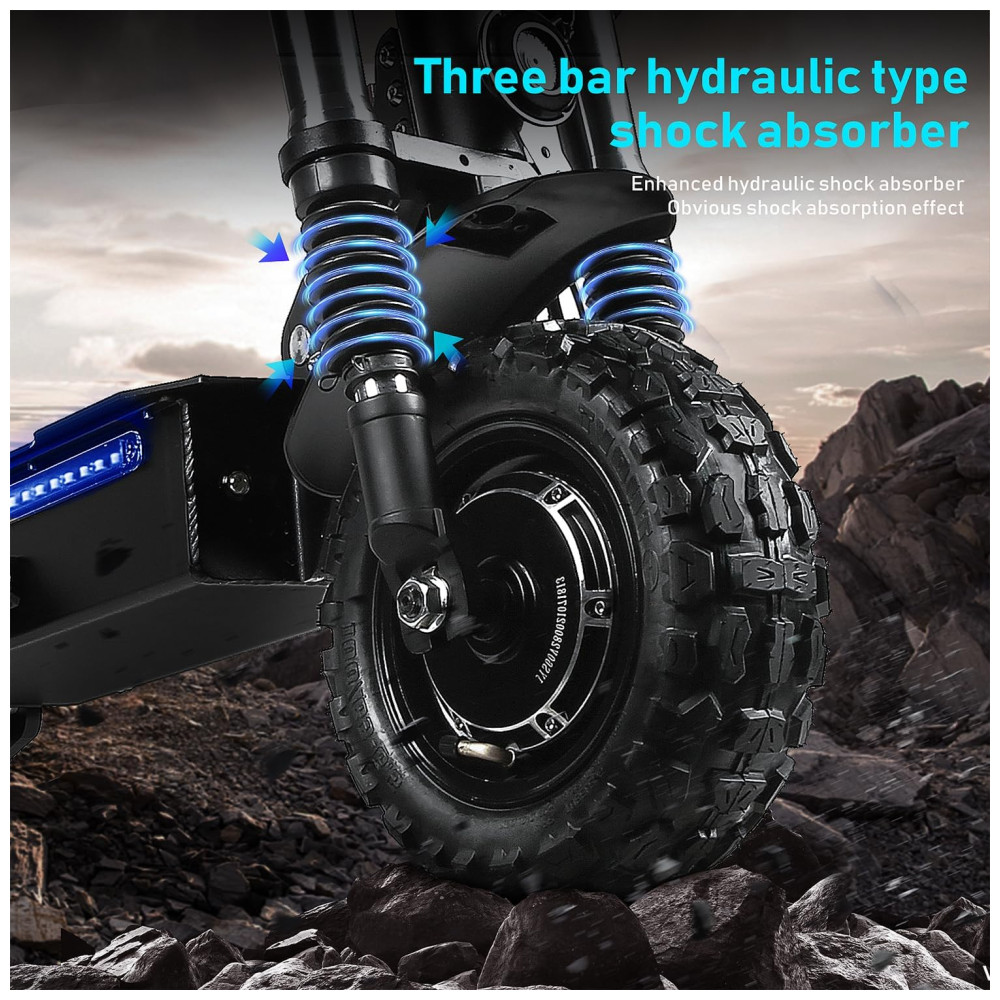 Scooter Elétrica para Adultos até 250 kg Velocidade Máxima de 80 km/h e Alcance de 109 km com Pneus Off-Road e Assento Removível 6000W Tifgalop T88PLUS Preta - Imagem 5