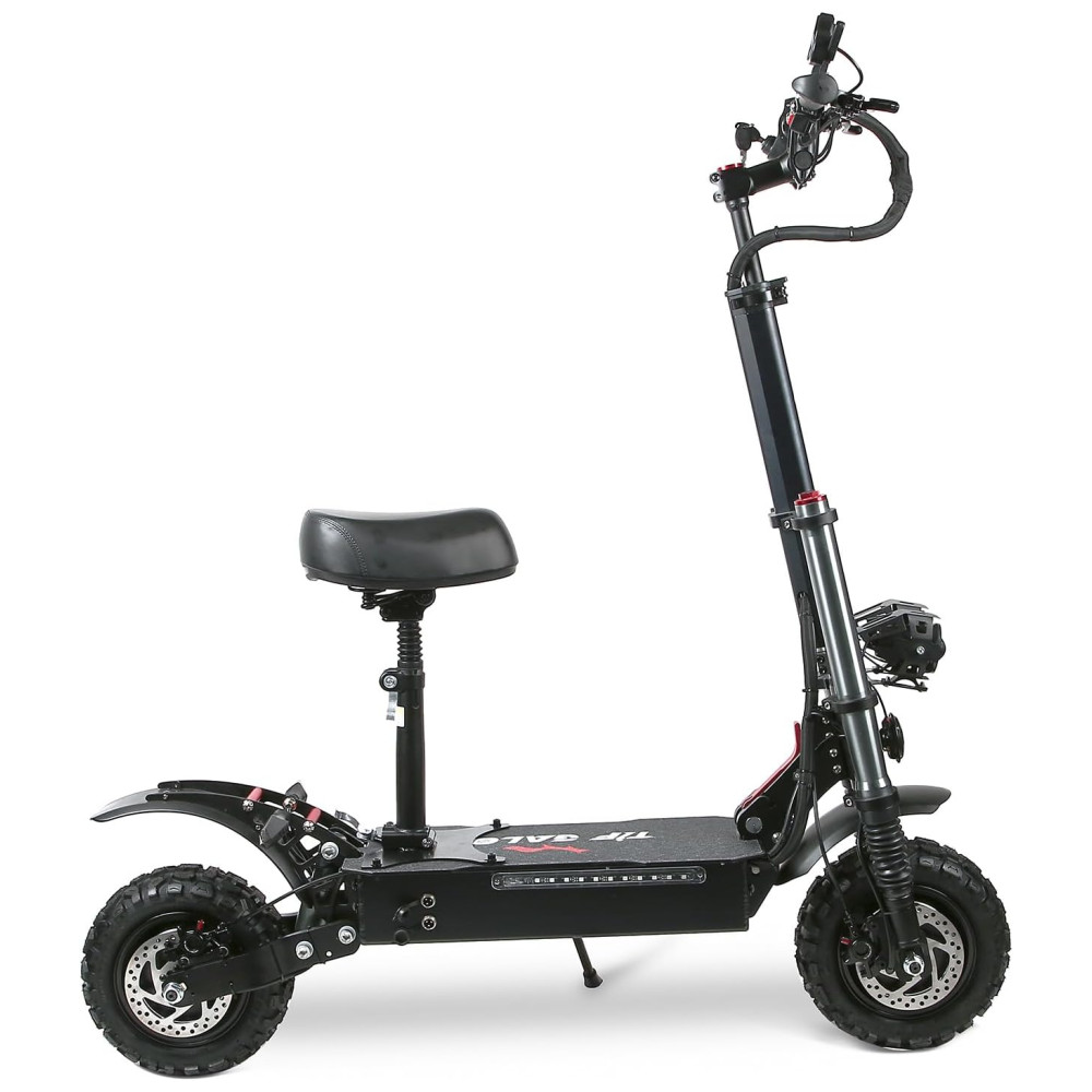 Scooter Elétrica para Adultos até 250 kg Velocidade Máxima de 80 km/h e Alcance de 109 km com Pneus Off-Road e Assento Removível 6000W Tifgalop T88PLUS Preta - Imagem 7