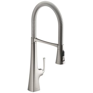 Torneira Cozinha Semi Profissional com Pulverizador Pull Down de 3 Funções Kohler 22060-VS Graze Inoxidável Vibrante