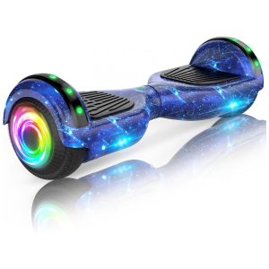 Hoverboard Auto Balanceante SISIGAD 65" Azul Estrelado K01 com Alto-falante Bluetooth e Rodas LED Coloridas para Crianças de 6 a 12 Anos