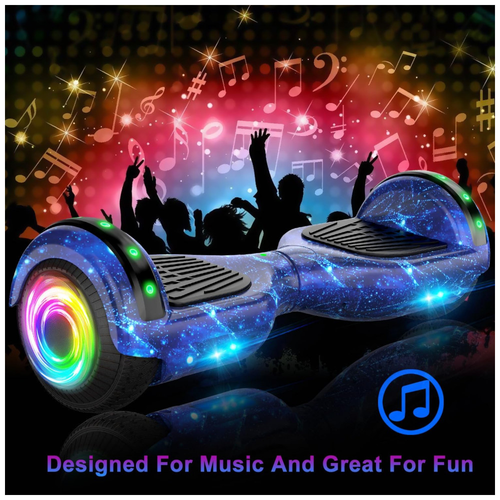 Hoverboard Auto Balanceante SISIGAD 6,5" Azul Estrelado K01 com Alto-falante Bluetooth e Rodas LED Coloridas para Crianças de 6 a 12 Anos - Imagem 4