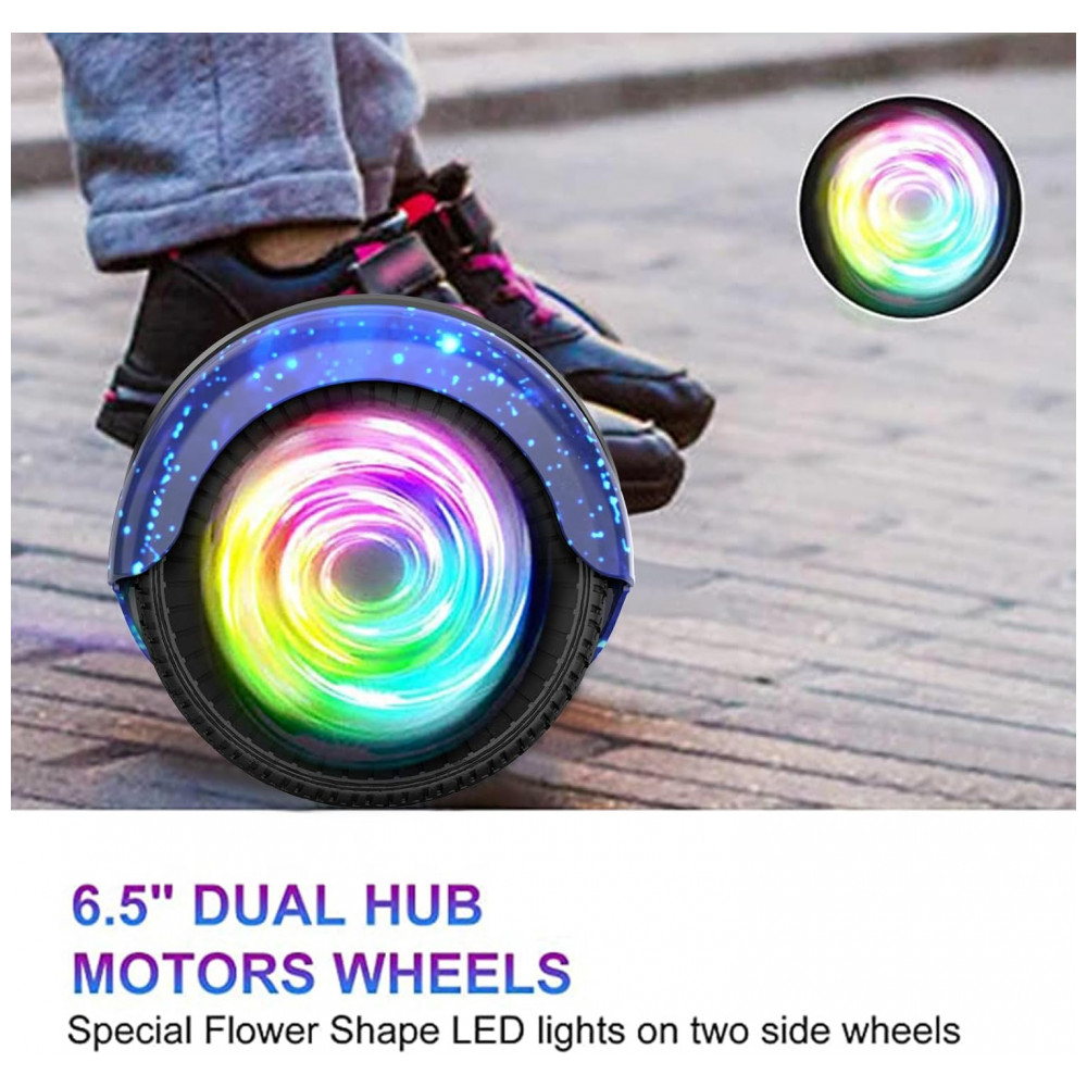 Hoverboard Auto Balanceante SISIGAD 6,5" Azul Estrelado K01 com Alto-falante Bluetooth e Rodas LED Coloridas para Crianças de 6 a 12 Anos - Imagem 6