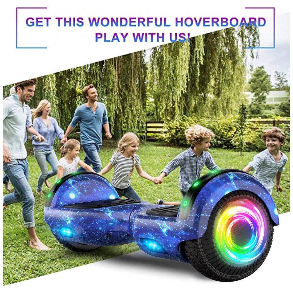 Hoverboard Auto Balanceante SISIGAD 6,5" Azul Estrelado K01 com Alto-falante Bluetooth e Rodas LED Coloridas para Crianças de 6 a 12 Anos - Imagem 7