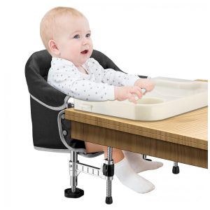 Cadeira de Alimentação Portátil com Encaixe em Mesa e Bandeja Toogel Preto