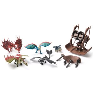 Kit com 5 Dragões Dreamworks Dragons - Como Treinar o Seu Dragão com Lançador de Rede Hiccups Mangler - Brinquedo para Crianças a partir de 4 anos