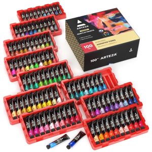 Kit de Tinta Acrílica Profissional com Cores Essenciais 100 Peças Arteza