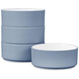 Conjunto de Tigelas Estilo Minimalista com 4 Peças Capacidade de 600mL Material de Porcelana e Formato Redondo Noritake G009-200D Azul