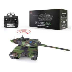 Tanque Militar Leopard2A6 de Controle Remoto em Plástico Resistente com Torre Rotativa e Infravermelho para Adultos Wheelfun