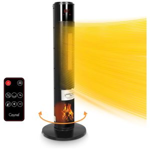 Aquecedor Elétrico com Função de Chamas Oscilação 3D 3 Modos e Controle Remoto 110V 1500W CAYNEL Preto