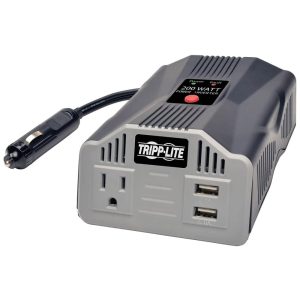 Inversor de Potência Automotivo 200W com 1 Tomada 2 porta de Carregamento USB 12V TRIPP LITE PV200USB Cinza