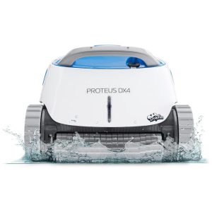 Robô Limpador de Piscina com Escalada em Parede Esfrega Poderosa de Linha de Água Dolphin Proteus DX4 Branco