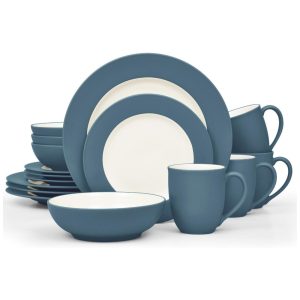 Aparelho de Jantar para Todas as Ocasiões com 16 Peças Formato Redondo e Material de Cerâmica Noritake Azul
