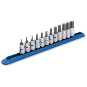 Ferramenta Automotiva Chave de Engrenagem 12 Peças Soquetes Métricos de Bit Hexagonal GEARWRENCH 80580 Prateado