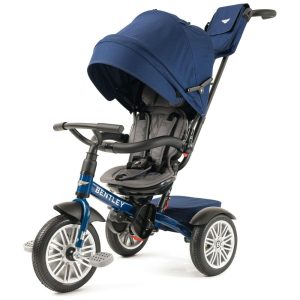 Triciclo Infantil 6 em 1 Oficialmente Projetado pela Bentley com Cobertura e Alça para os Pais POSH BABY KIDS Azul