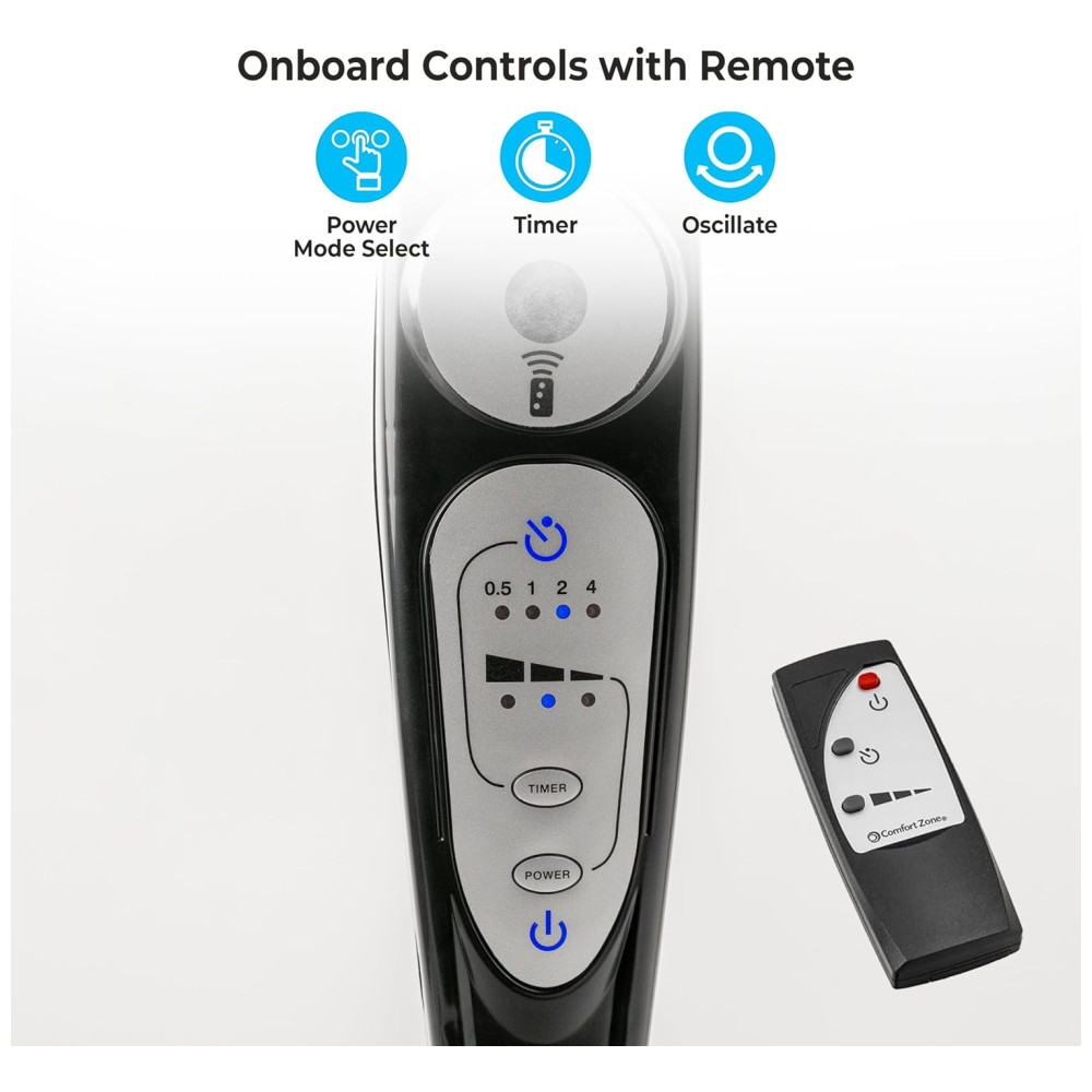 Ventilador de Coluna 3 Velocidades Ajustáveis 110V COMFORT ZONE CZST181RBK Preto - Imagem 2