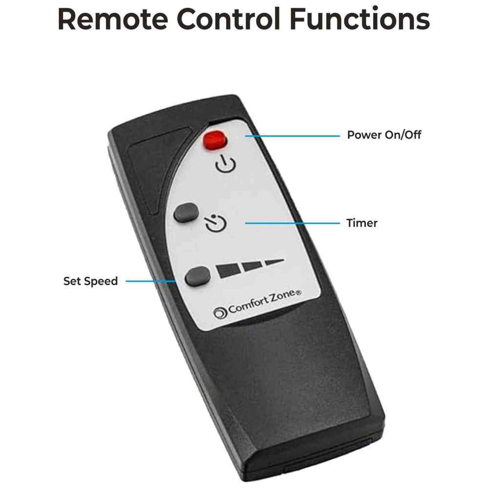 Ventilador de Coluna 3 Velocidades Ajustáveis 110V COMFORT ZONE CZST181RBK Preto - Imagem 5