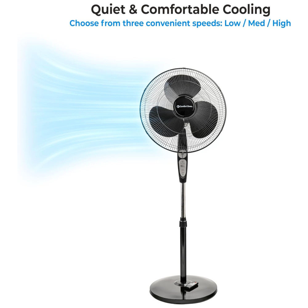 Ventilador de Coluna 3 Velocidades Ajustáveis 110V COMFORT ZONE CZST181RBK Preto - Imagem 6